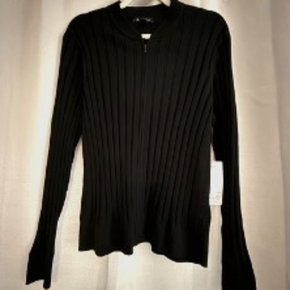 NWT Athleta XL Fairway Sweater, Black Zip-Up